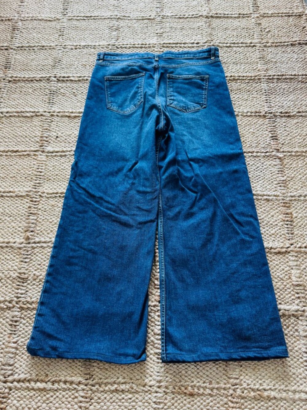 Zara Wide Leg Jeans High Rise Blue Denim Size 14 EU 46 NWOT - Picture 2 of 6